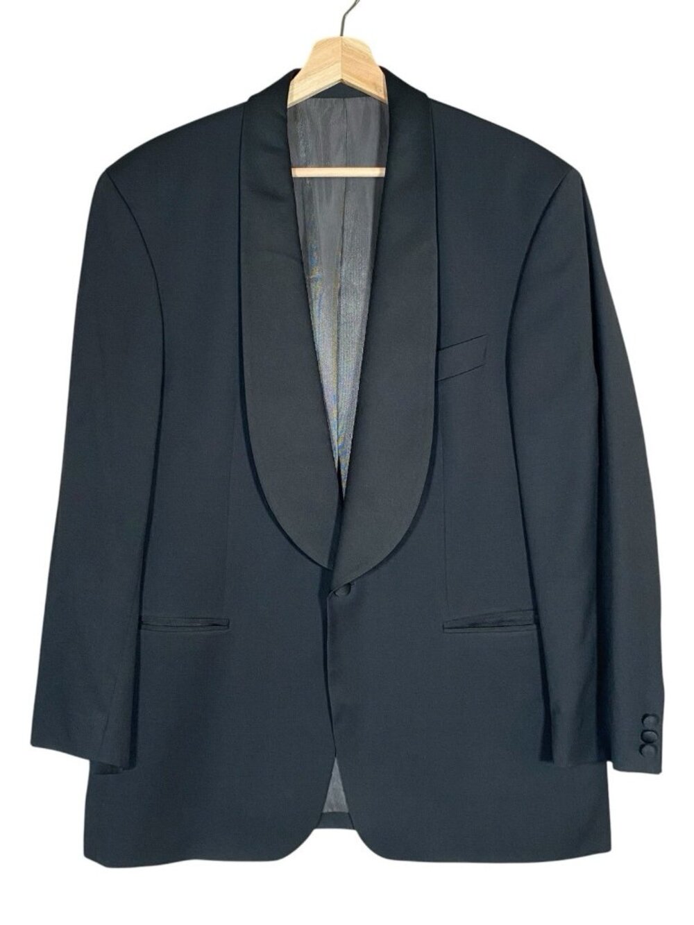 Vintage Hugo Boss Black Tuxedo Jacket 40S 42S Shawl Collar Dinner Evening Formal